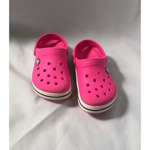 Girls Pink Crocband Crocs /w Black Band